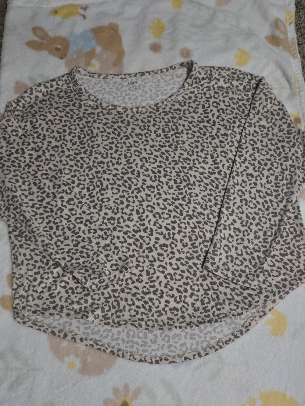 a.n.a Beige and Brown Leopard Print Long Sleeve Top